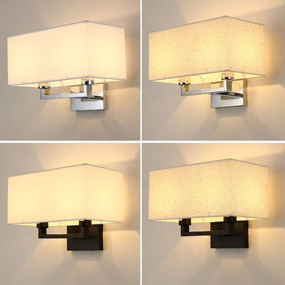 Modern Minimalist Solid Color Rectangular Iron Fabric 1-Light Wall Sconce Lamp