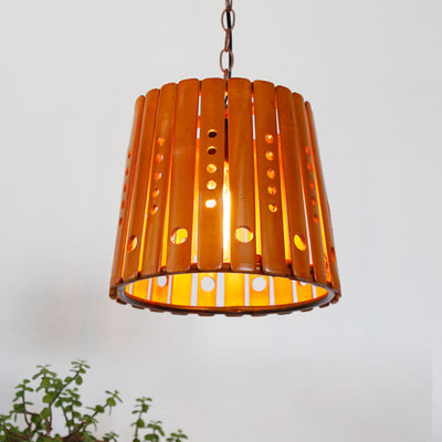 Modern Rustic Antique Hollow Bamboo Weave 1-Light Pendant Light