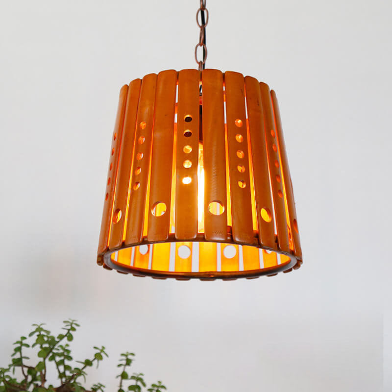 Modern Rustic Antique Hollow Bamboo Weave 1-Light Pendant Light