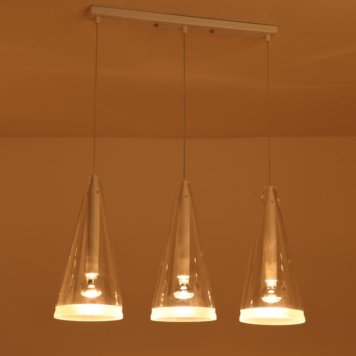 Moderno Minimalista Puro Blanco Claro Cono de Vidrio 1/3-Luz Isla Lámpara de Araña 