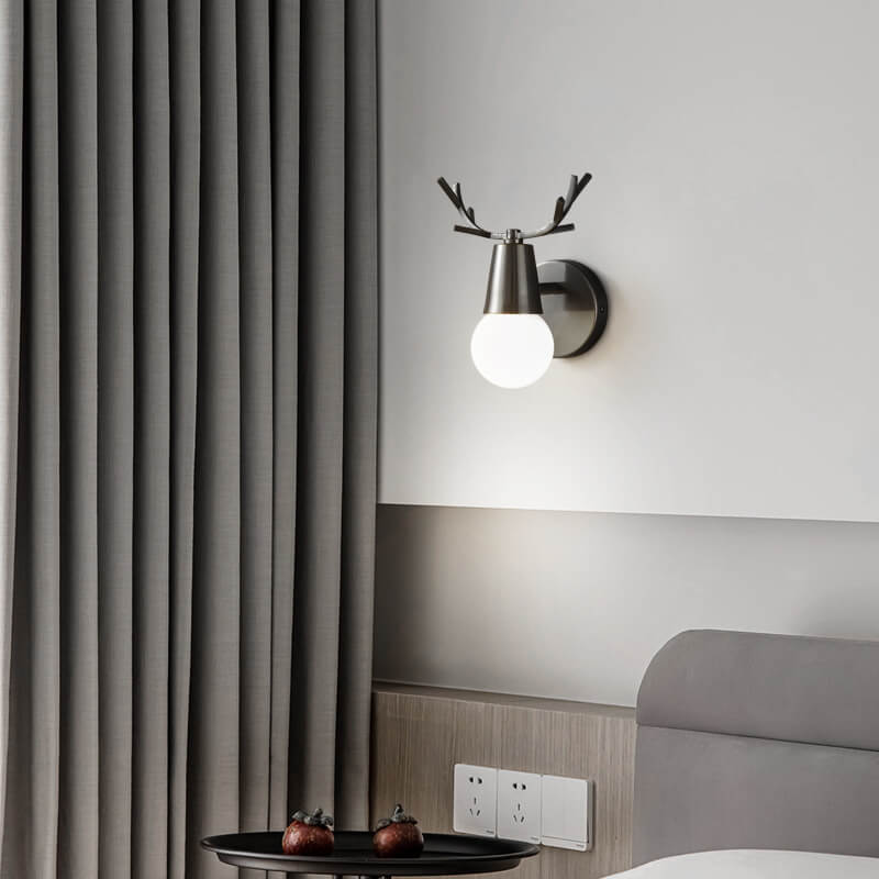 Applique murale moderne en verre avec bois de cerf en cuivre à 1 lumière 