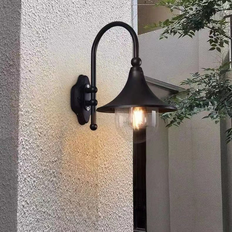Zeitgenössische industrielle Aluminium-Horn-Form 1-Licht Wandleuchte Lampe für Terrasse im Freien 