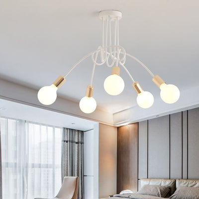 Modern Minimalist Iron Twisted Lines 3/5 Light Semi- Flush Mount Ceiling Light