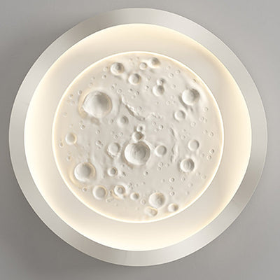 Plafonnier LED en fer avec abat-jour rond et texture de roche imitation résine pour salon, simplicité moderne 