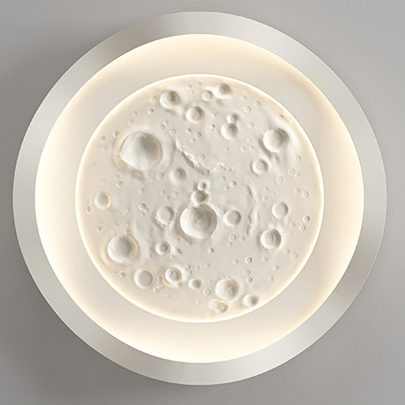 Plafonnier LED en fer avec abat-jour rond et texture de roche imitation résine pour salon, simplicité moderne 