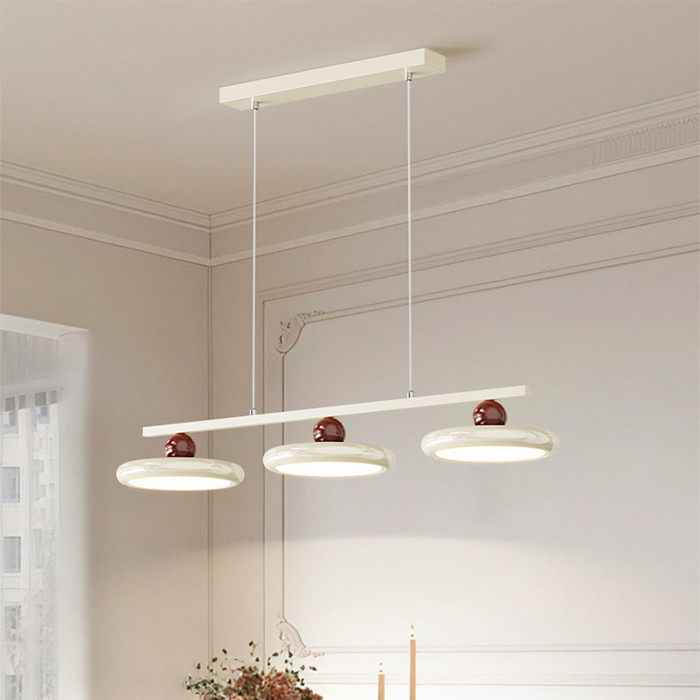 Zeitgenössische Nordic Creme Fliegende Untertasse Glas Schatten LED Insel Licht Kronleuchter Für Wohnzimmer 