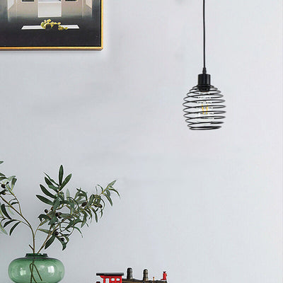 Modern Minimalist Oval Pure Black Iron 1-Light Pendant Light