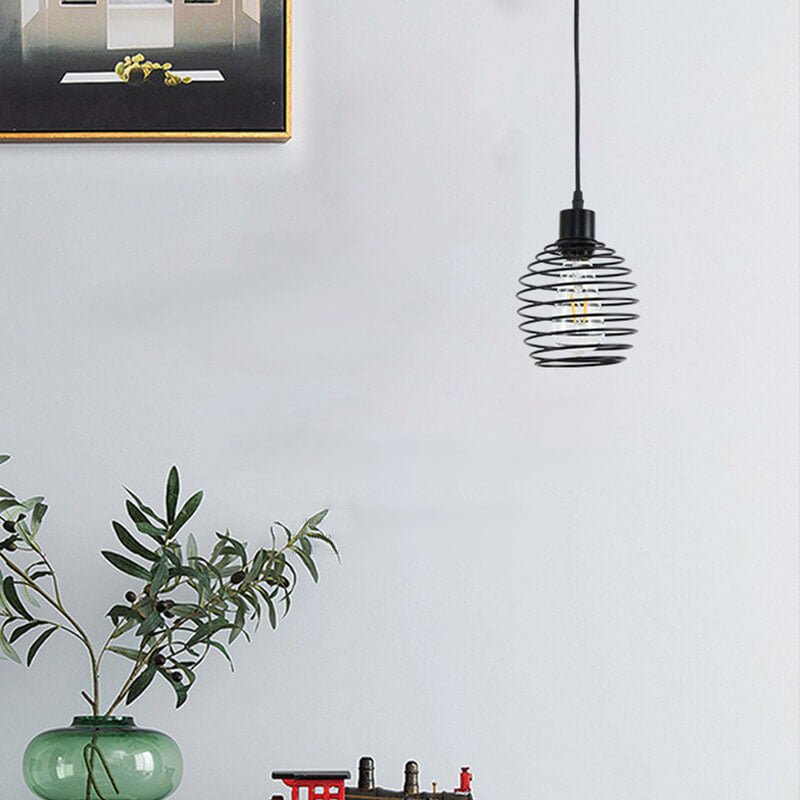 Modern Minimalist Oval Pure Black Iron 1-Light Pendant Light