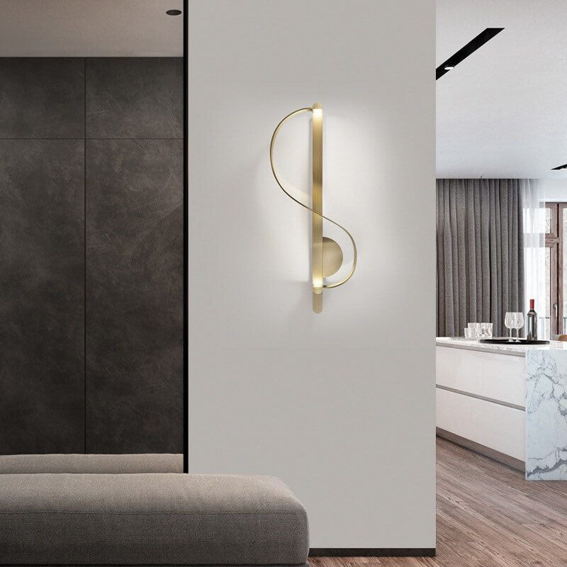 Nordic Luxury Golden Curve Ring Brass LED Wall Sconce Lamp