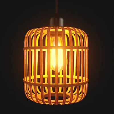 Moderne Bambus- und Rattan-Weberei Hohlkäfig-Design 1-Licht Pendelleuchte 