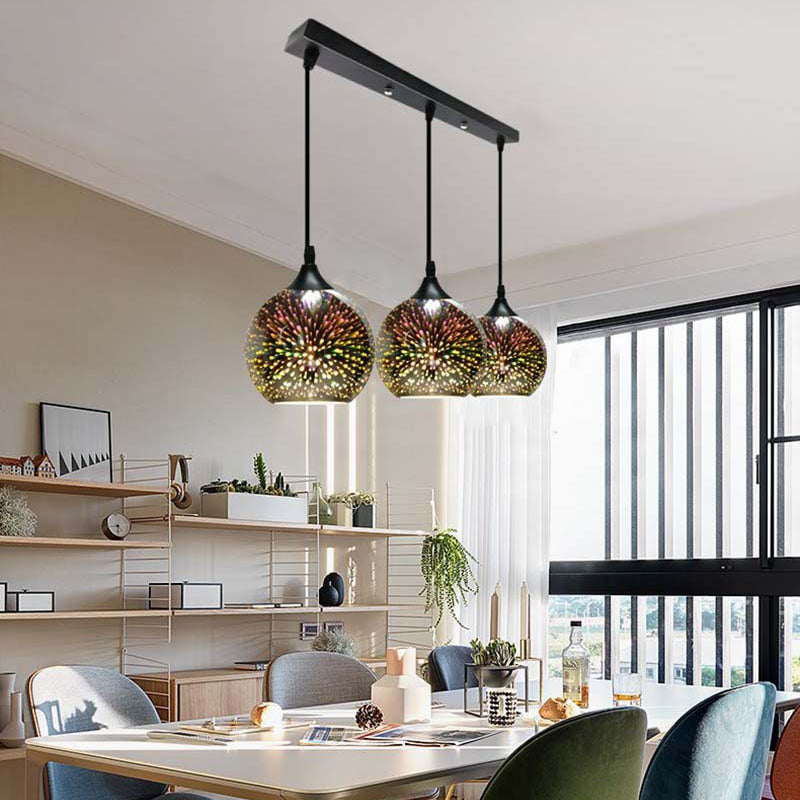 Modern Creative 3D Colorful Fireworks Glass Dome 2/3 Light Island Light Chandelier