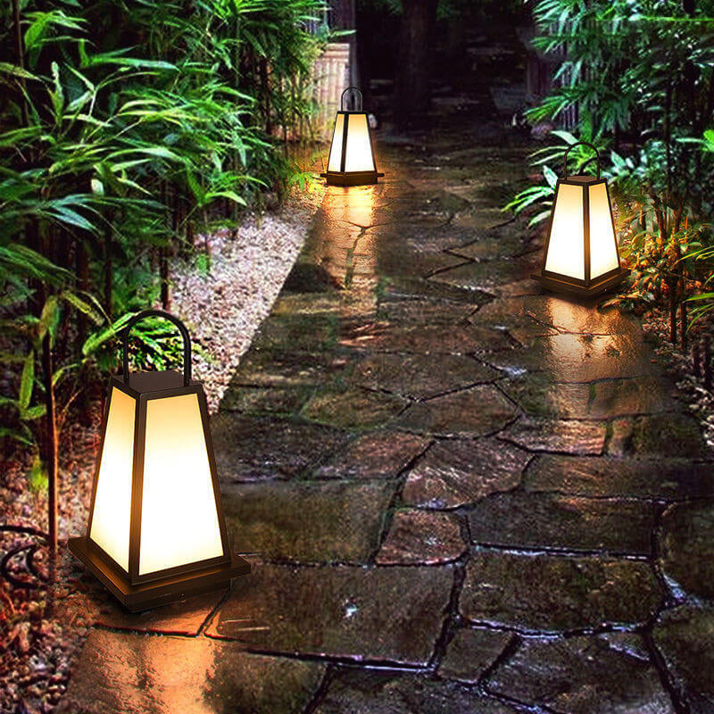 Simple Acrylic Stainless Steel Lantern Outdoor Waterproof Lawn Floor Lamp