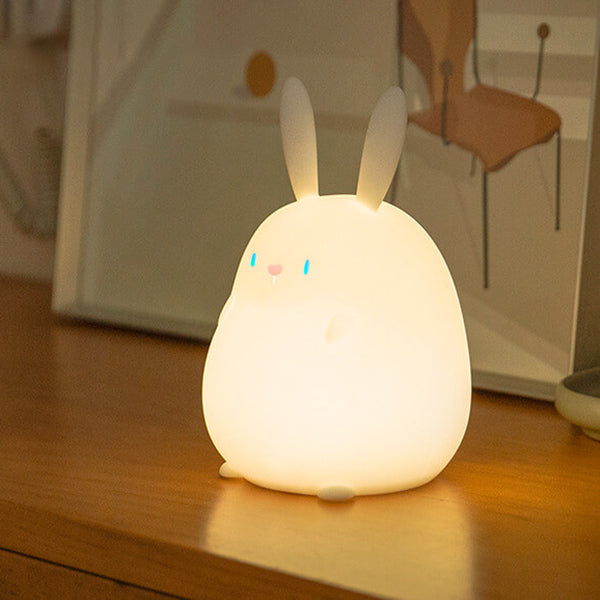 Lampe de bureau LED avec veilleuse USB tactile en silicone en forme de petit lapin 