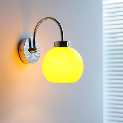 Japanese Simple Round Ball Glass 1-Light Wall Sconce Lamp