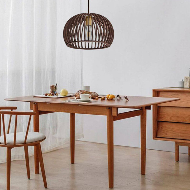 Nordic Vintage Basswood Oval Geometrie 1-Licht Pendelleuchte 
