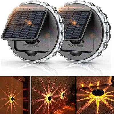 مصباح شمسي خارجي بتصميم بتلات دائري ABS LED مقاوم للماء لجدار السياج 