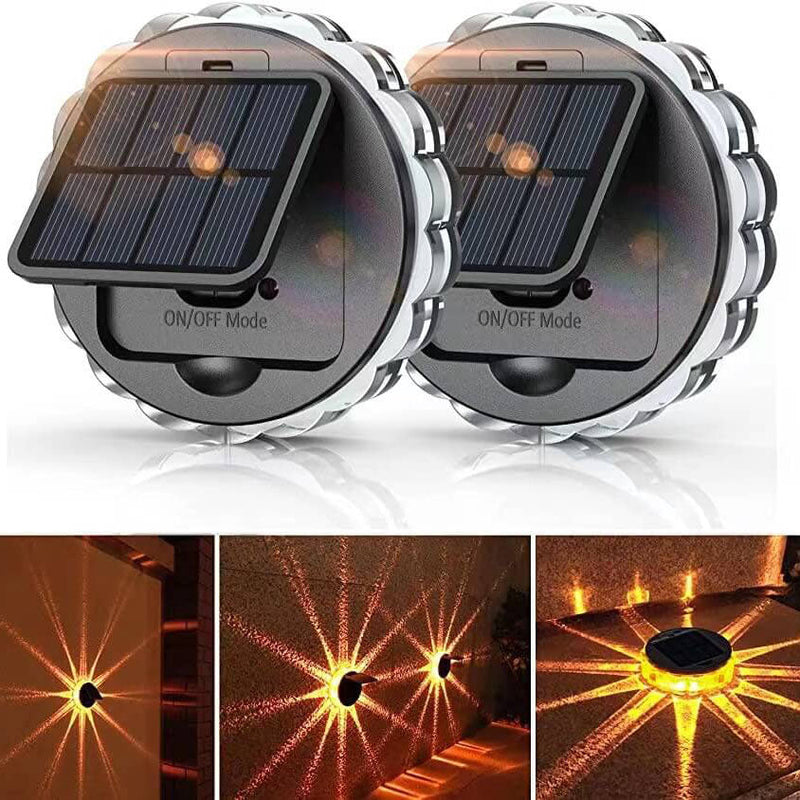 مصباح شمسي خارجي بتصميم بتلات دائري ABS LED مقاوم للماء لجدار السياج 