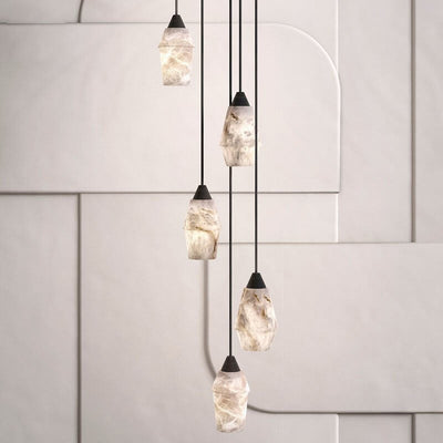 Modern Minimalist Full Copper Dolomite 1-Light Pendant Light