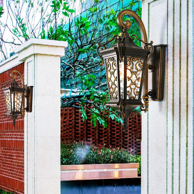 European Retro Iron Waterproof Outdoor Indoor 1-Light Wall Sconce Lamp
