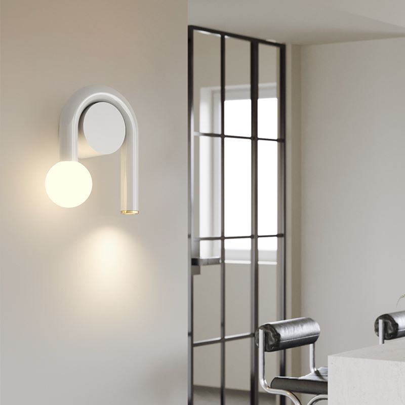 Contemporary Simplicity Geometric Iron U-shaped Line 2-Light Wall Sconce Lamp For Living Room