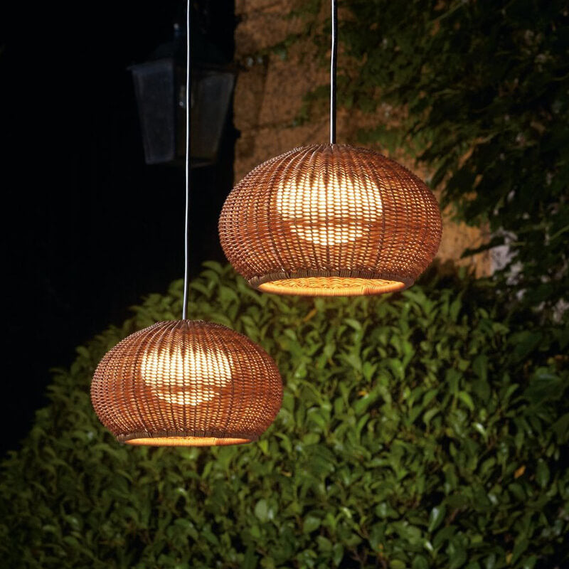 Japanische minimalistische 1-Licht-Pendelleuchte aus Rattan 