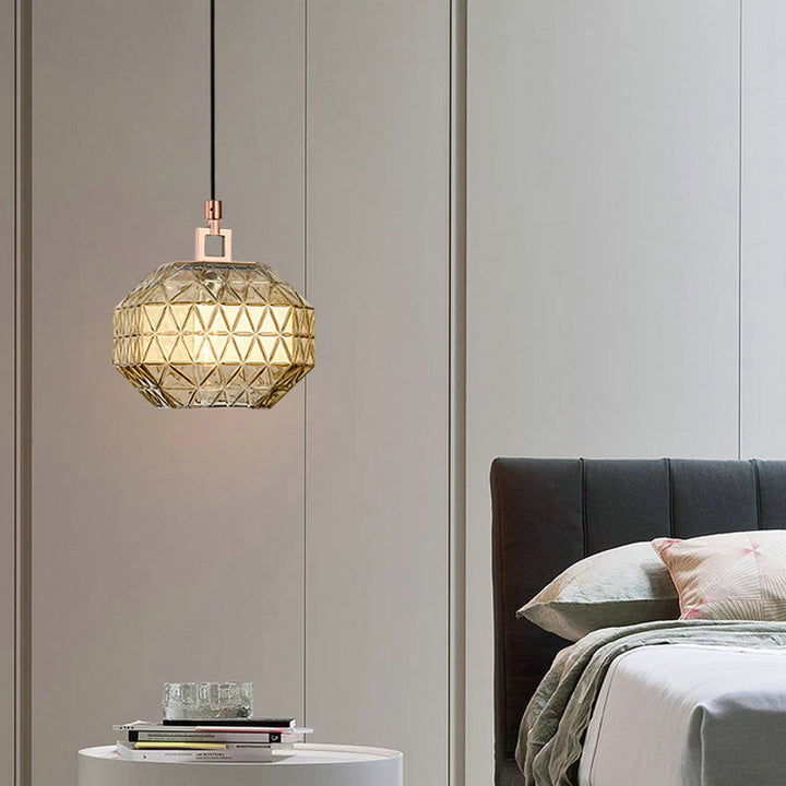 Moderne nordische Pendelleuchte aus strukturiertem Eisen und Glas, rund, 1-flammig, für Wohnzimmer &amp; Schlafzimmer 