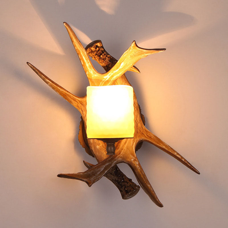 Modern Retro Antler 1-Light Glass Wall Sconce Lamp