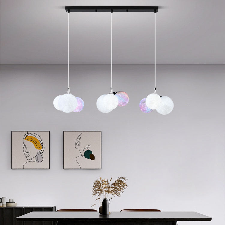 Lustre à 9 lumières en fer créatif moderne en forme de lune 