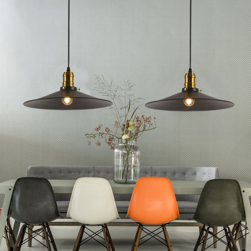 Vintage Industrial Iron Round Barn 1-Light Pendant Light