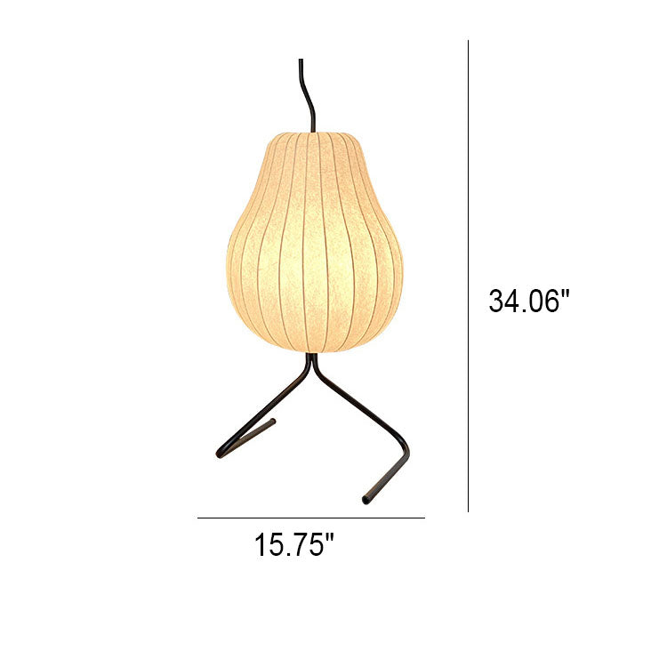 Lámpara de pie de 1 luz de hierro con tela de seda de pera Wabi-sabi japonesa 