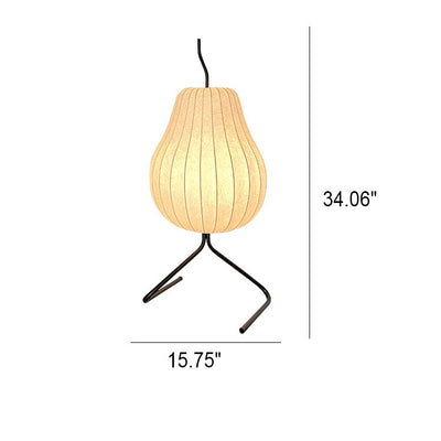 Japanese Wabi-sabi Pear Silk Fabric Iron 1-Light Floor Lamp