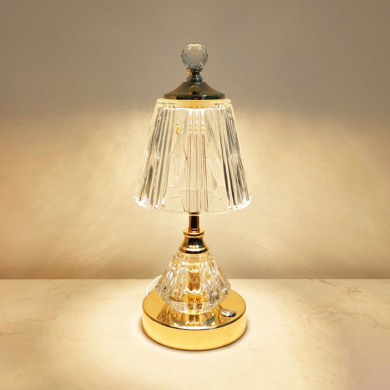 Modern Luxury Glass Metal Diamond Base LED Table Lamp For Bedroom
