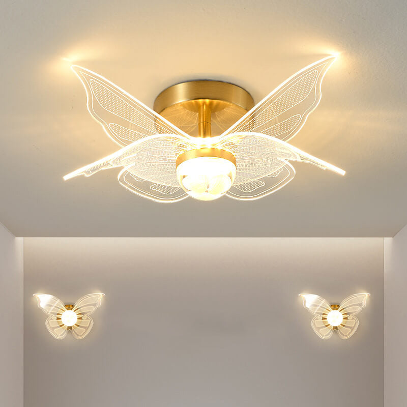 Creative Gold Double Layer Overlap Design LED Semi-Flush Mount Light