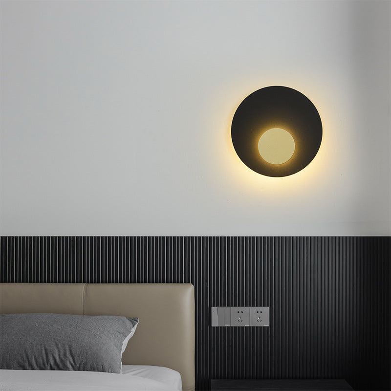 Moderne minimalistische Eisenrunde flache LED-Wandleuchte für das Schlafzimmer 