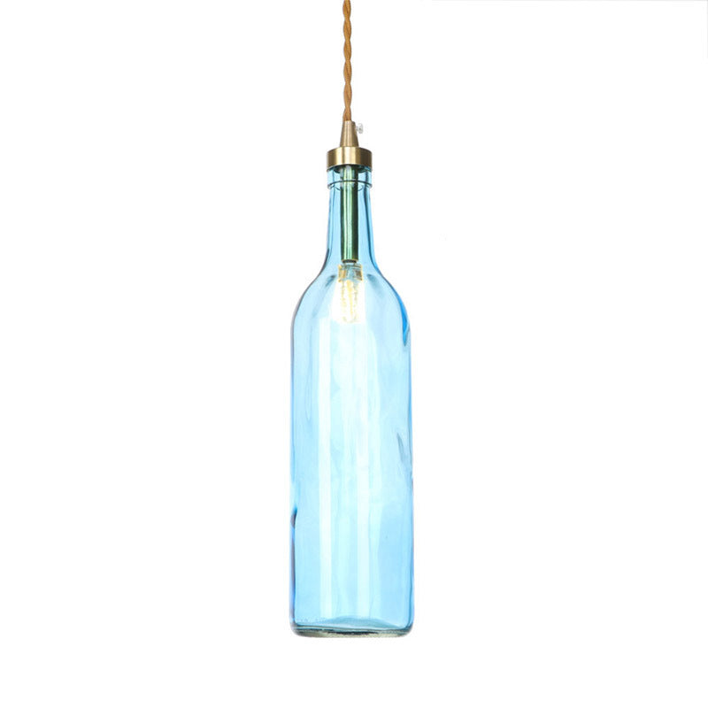 Contemporary Industrial Wine Bottle Glass Copper 1-Light Pendant Light For Living Room &amp; Bedroom
