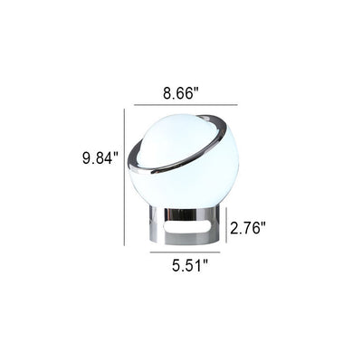 Lampe de table à 1 lumière en verre et fer à tête ronde moderne et colorée 