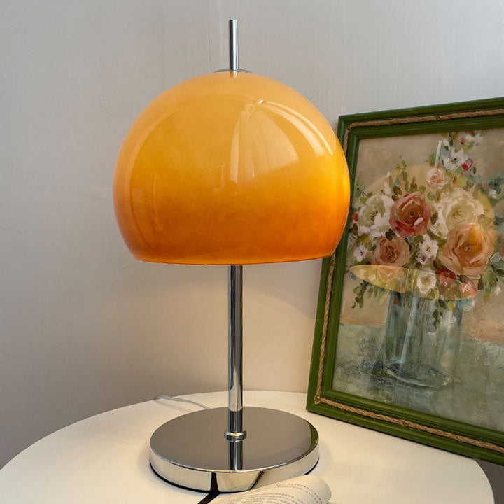 Zeitgenössische, schlichte, halbrunde Tischlampe mit Glasschirm und 1 Licht fürs Arbeitszimmer 