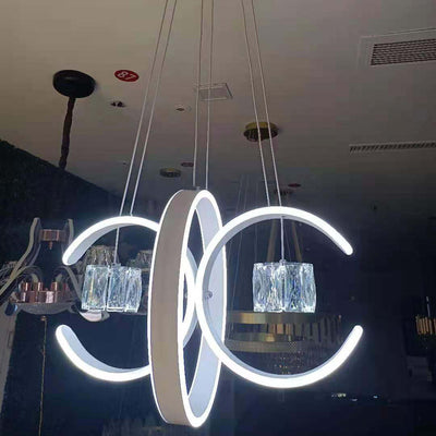 Modern Minimalist Iron Aluminum Circle Ring LED Chandelier