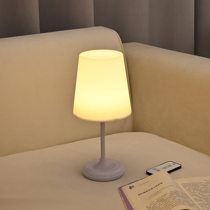 Lampe de table LED rechargeable USB avec télécommande tactile champignon blanc pur moderne 