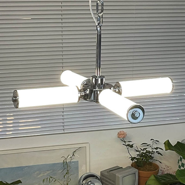 Industrial Stainless Steel Branch Design 4-Light LED Chandelier