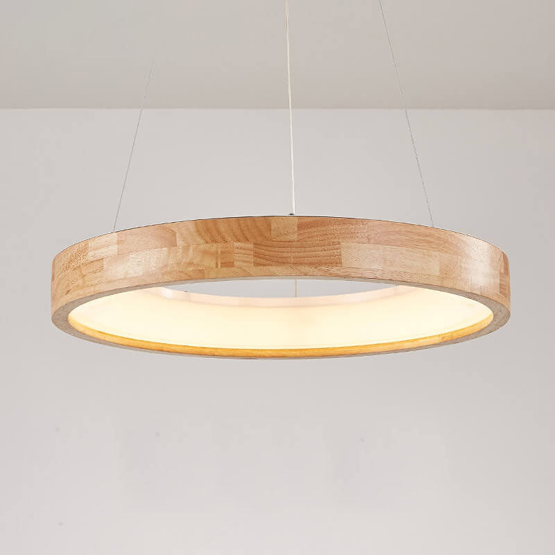 Japanese Simplicity Log Circle Island Light LED Chandelier