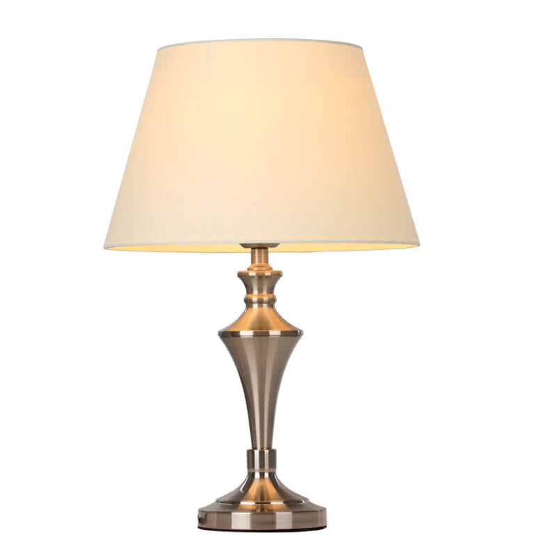 Nordischer minimalistischer beiger Stoff 1-Licht Tischlampe 