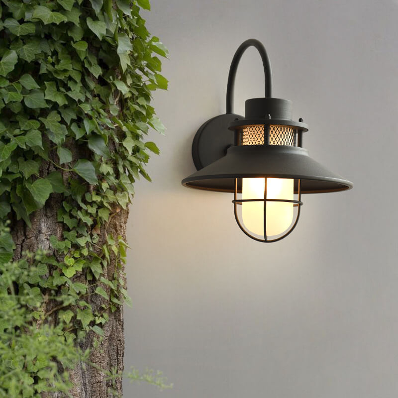 Lámpara Aplique de Pared para Exterior de 1 Luz con Cuerpo de Hierro Impermeable 