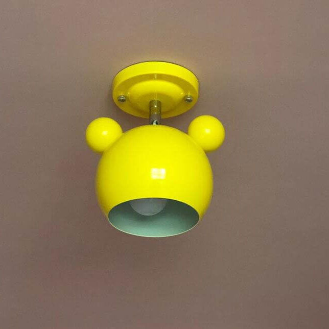 Contemporary Nordic Cartoon Dome Shape Iron 1-Light Semi-Flush Mount Ceiling Light For Hallway