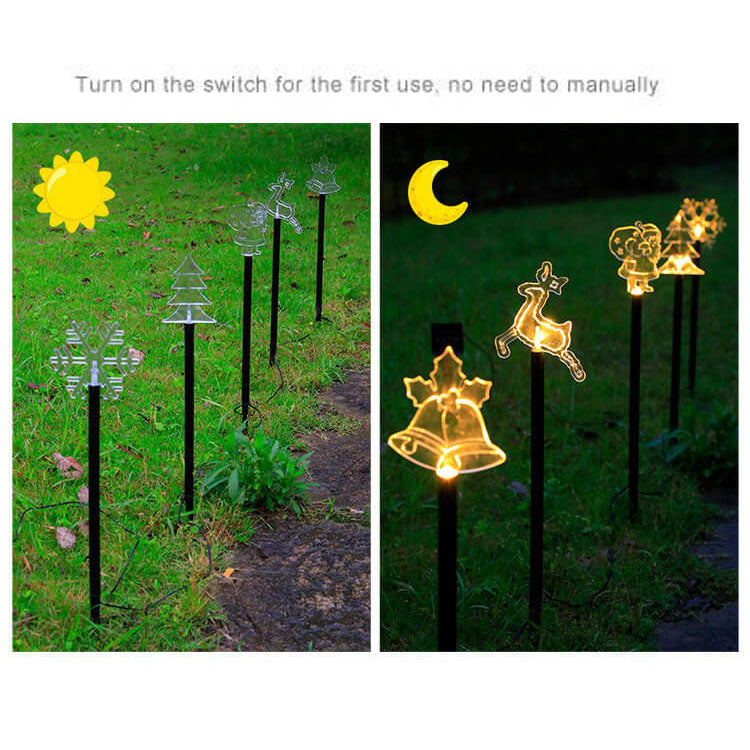 Solar Christmas Pentagram Snowflake LED Outdoor Garden Decoration Landscape Light