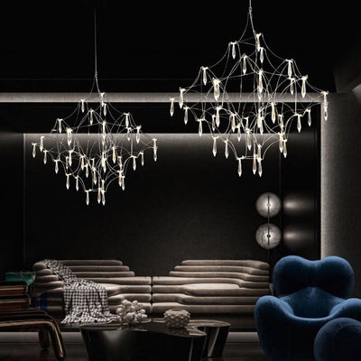 Modern Minimalist Mesh Brass Crystal LED Chandelier