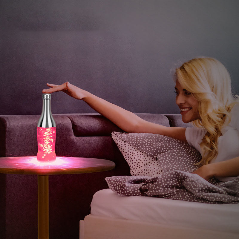 Lampe de table moderne créative à LED RGB colorée en forme de bouteille de vin 