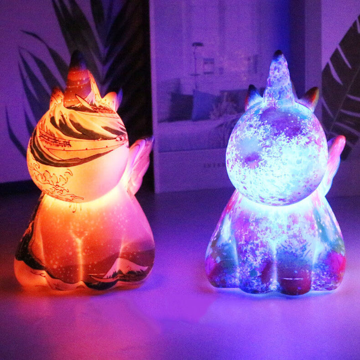 Creative Unicorn Painted 3D Printed LED Night Light Table Lamp BulbSquare