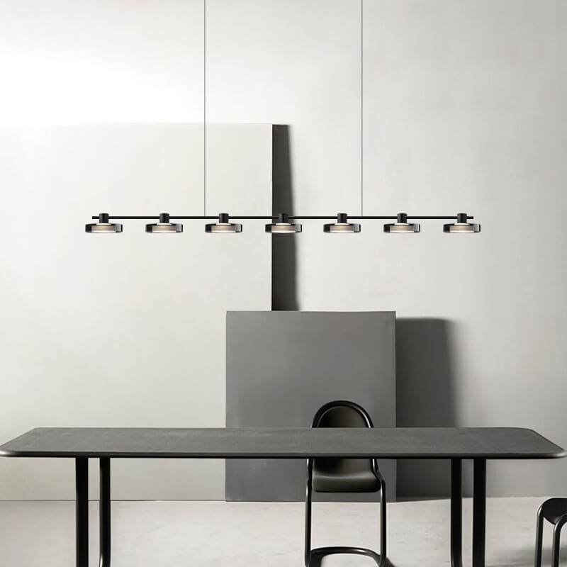 Nordic Minimalist Einfarbig Schwarz Edelstahl Acrylglas LED Insel Licht Kronleuchter 