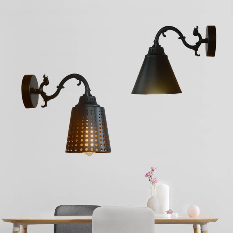 Industrial Vintage Iron Bell Tree Branch Arm 1-Light Wall Sconce